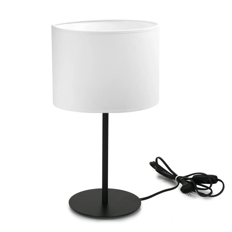 LAMPKA NOCNA STOŁOWA BIURKOWA ABAŻUR WALEC LED E27 CZARNA