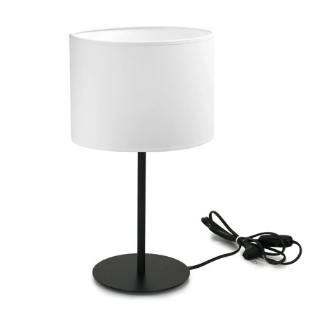 LAMPKA NOCNA STOŁOWA BIURKOWA ABAŻUR WALEC LED E27 CZARNA