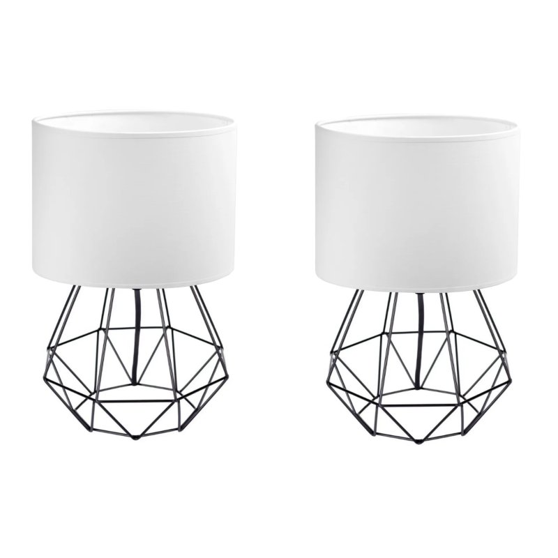 DWIE LAMPKI NOCNE STOŁOWE BIURKOWE ABAŻUR WALEC LED