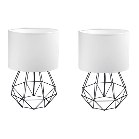 DWIE LAMPKI NOCNE STOŁOWE BIURKOWE ABAŻUR WALEC LED