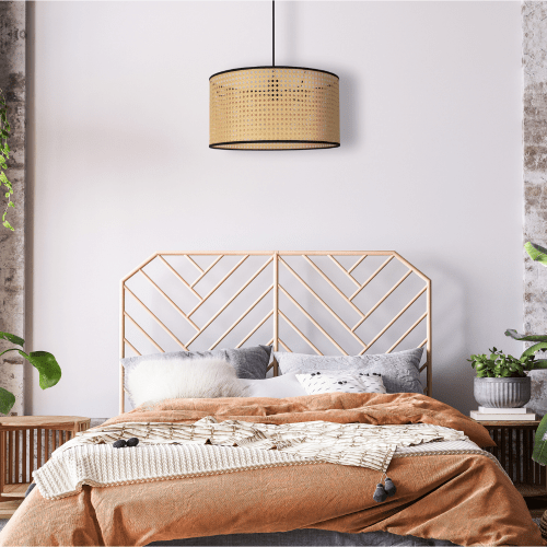 Lampa wisząca z abażurem ratanowym